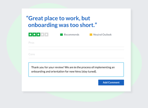 Glassdoor review showing impact of onboarding on employer branding